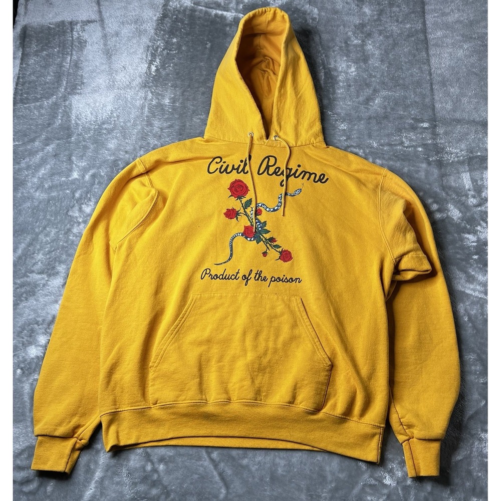 Champion Civil Regime Hoodie Adult Size Large Yellow Product Of Poison